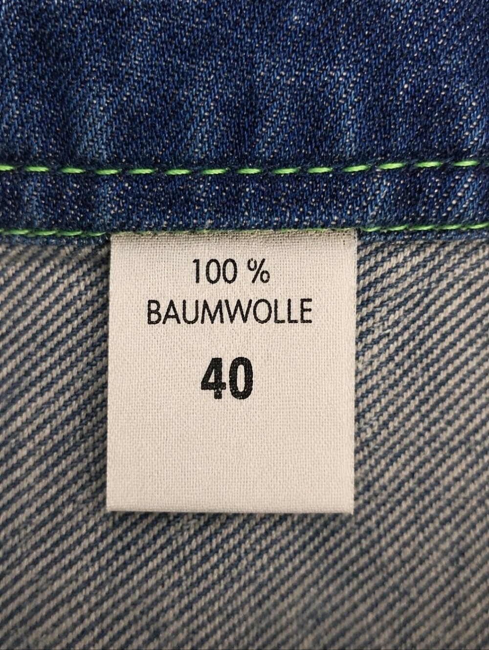 40 | Vintage Denim Skirt US 8/10 Neon Green Stitching Y2K 100% Cotton - Picture 7 of 10